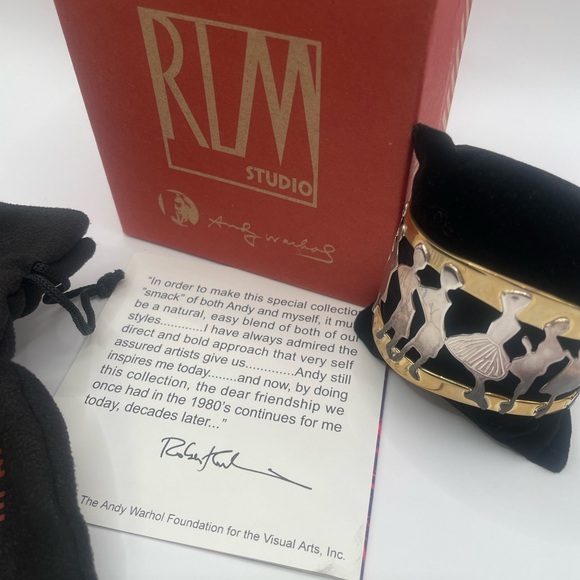 ANDY WARHOL inspired sterling silver & brass cuff - Picture 4 of 5